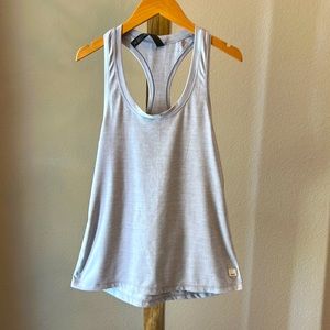 Vuori light gray performance racerback tank, size small